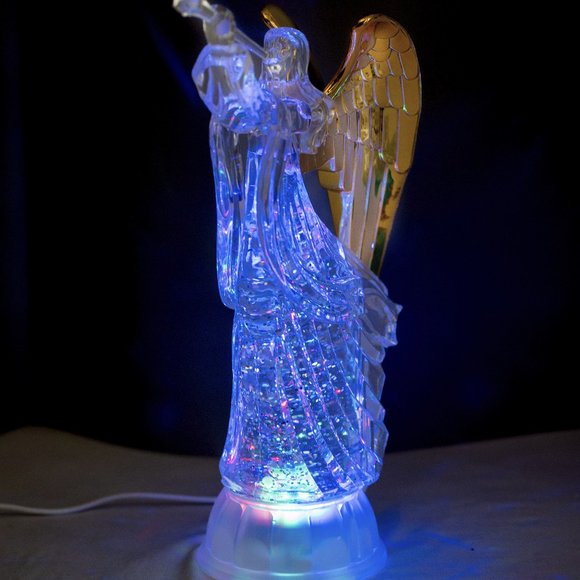 Dalax-Pair of Angel Trumpet LED Lighted Sparkling Color Changing Angel Figurine - Picture 7 of 9